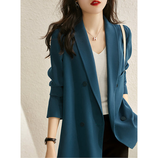 Blazer long ajusté double boutonnage pour femmes Chic und Stil