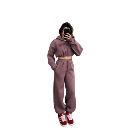 Cropped hoodie sweatshirt set for women and casual jogger pants Chic and Style