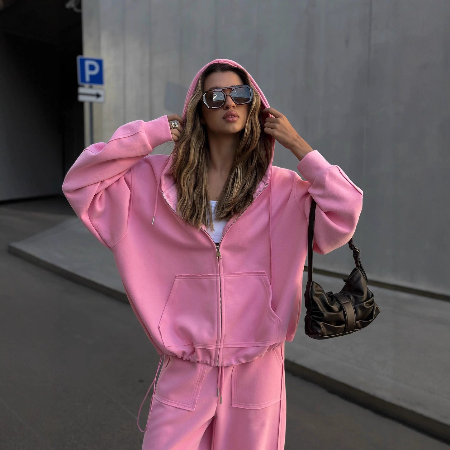 Dames Ensemble de loungewear surdimensionné confortable avec capuche Chic und Stil