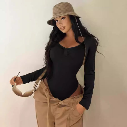 Body à manches longues élégamment coupé pour femmes avec détails en dentelle Chic und Stil
