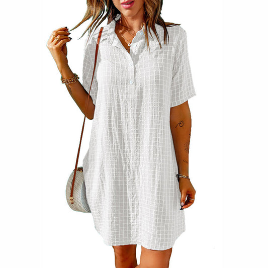 Robe chemise décontractée pour femmes avec motif à carreaux et poches pratiques Chic und Stil