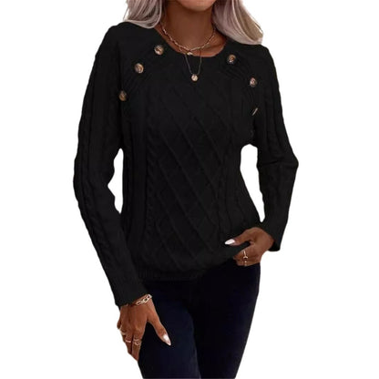 Pull en maille pour femmes avec un motif de losanges texturé et des boutons décoratifs Chic und Stil