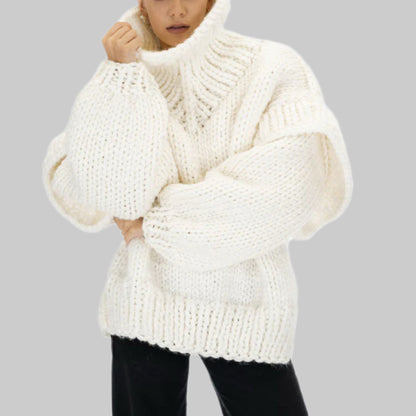 Pull en tricot ample pour femmes avec des manches volumineuses et un col montant Chic und Stil