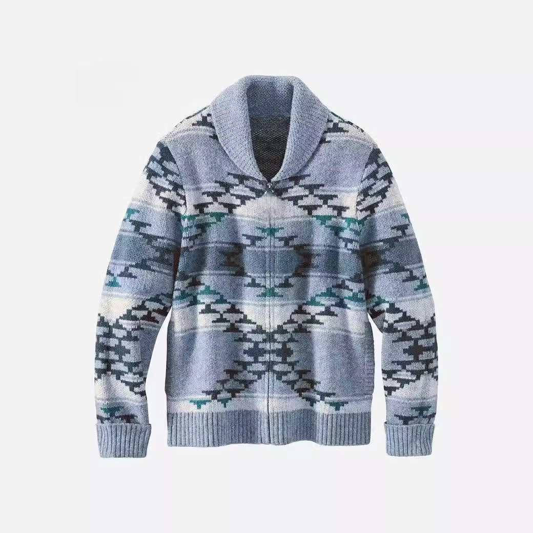 Dames gilet confortable avec col haut et motif géométrique Chic und Stil