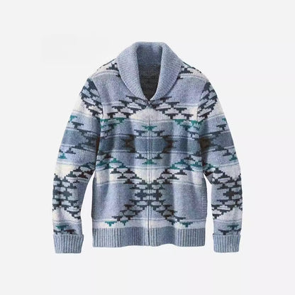 Dames gilet confortable avec col haut et motif géométrique Chic und Stil