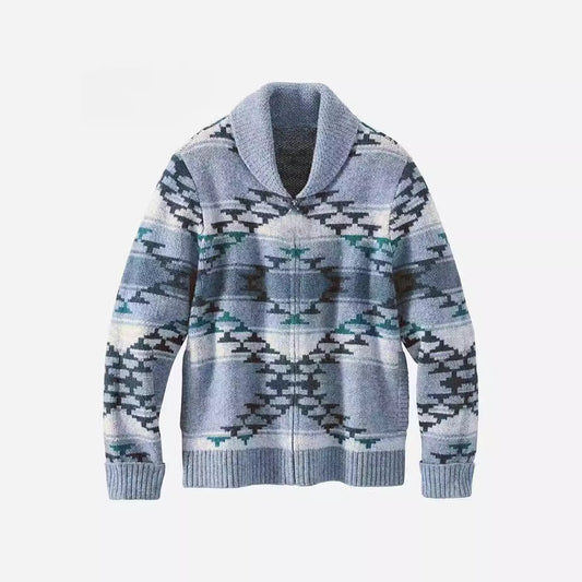 Dames gilet confortable avec col haut et motif géométrique Chic und Stil