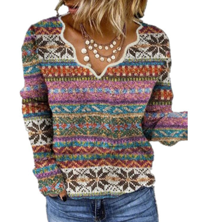Pull en viscose femmes avec design géométrique créatif Chic und Stil