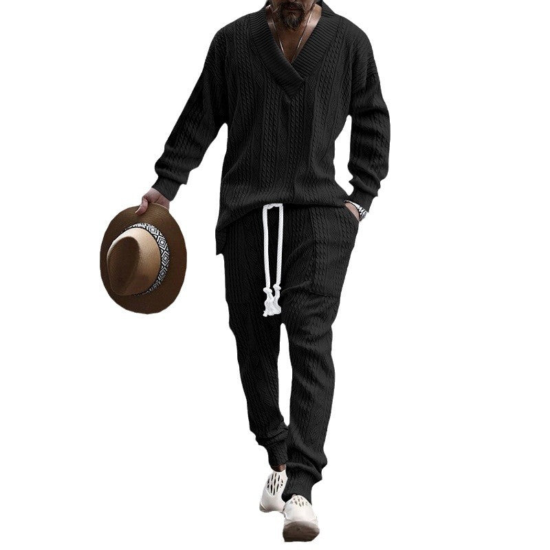 Costume en tricot décontracté pour hommes avec des structures en rib modernes Chic und Stil