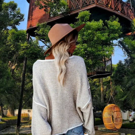 Pull-over en tricot surdimensionné pour femme avec un design élégant épaules dénudées et des volants à la mode Chic und Stil