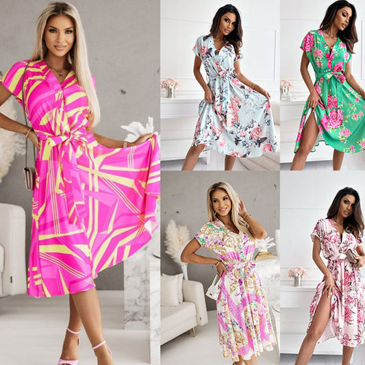 Robe portefeuille à imprimé floral pour femmes avec fente latérale Chic und Stil