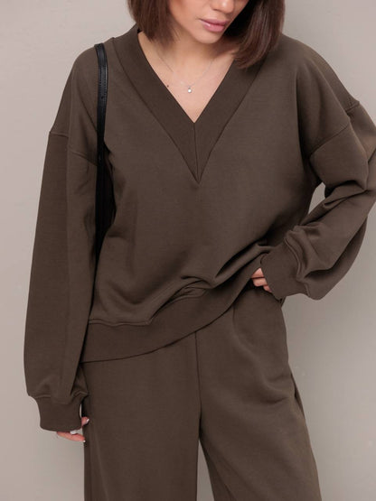 Femme Pull décontracté à col en V Chic und Stil