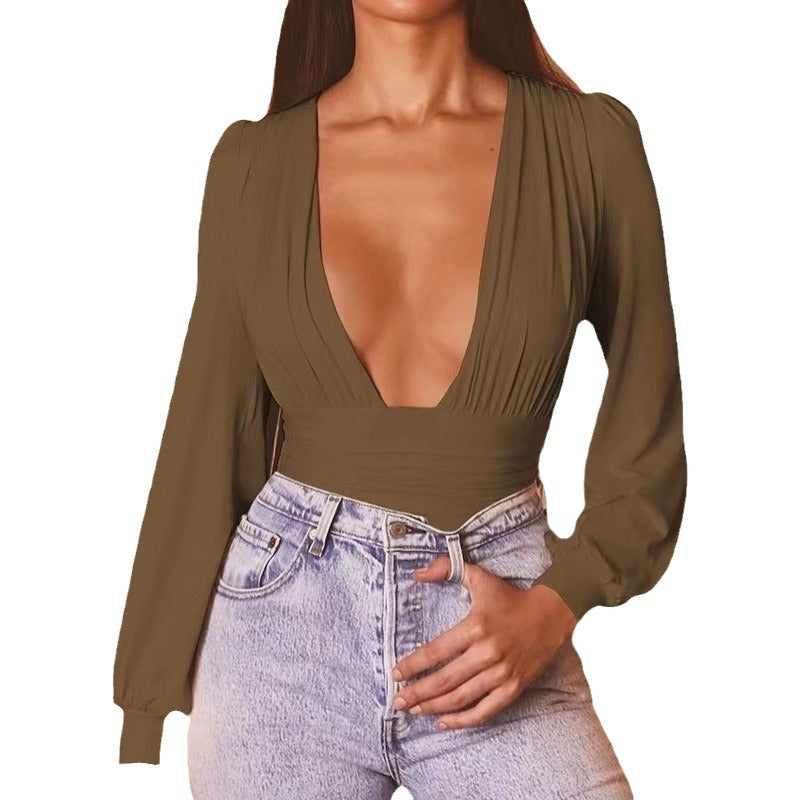 Dames Élégant Décolleté V Profond Body Chic und Stil