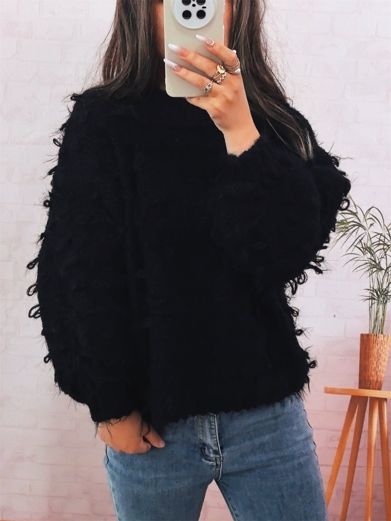 Pull-over oversized décontracté pour femmes en matériau texturé avec design unique Chic und Stil