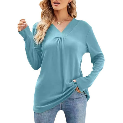 Chemisier à manches longues à encolure en V pour femmes avec coupe asymétrique Chic und Stil