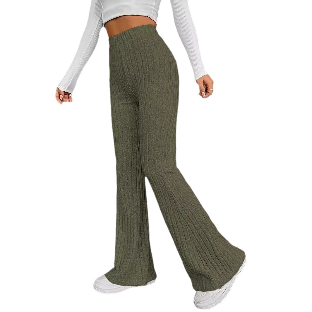 Chic and Stylish Women's Flared Ribbed Knit Pants