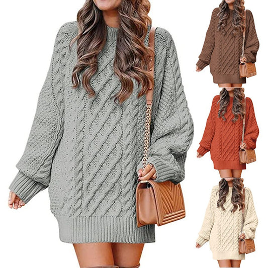 Pull en tricot épais pour femmes avec des manches volumineuses et un motif torsadé décoratif Chic und Stil
