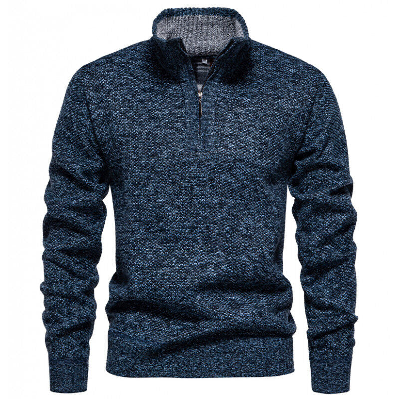 Men's High-Quality Pullover with High Collar and Zip Chic and Style