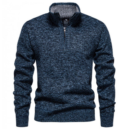 Men's High-Quality Pullover with High Collar and Zip Chic and Style