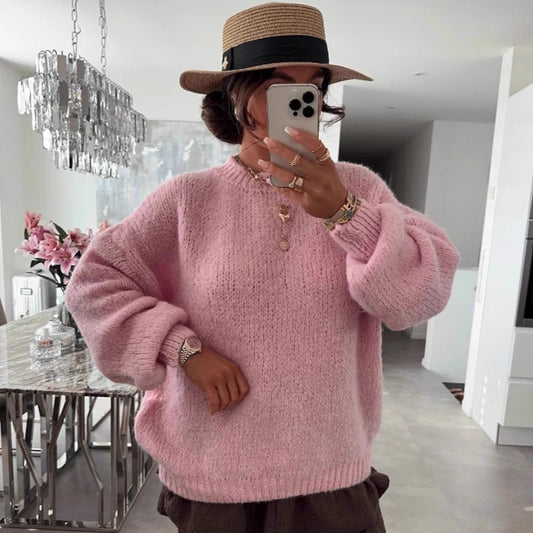 Pull en tricot pour femmes avec des manches volumineuses et une texture fine Chic und Stil