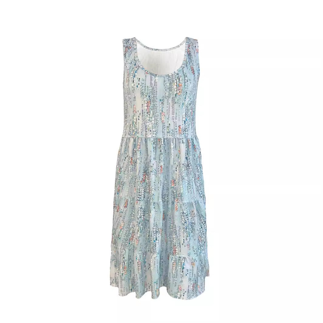 Robe de loisirs aérée pour dames avec volant flottant et imprimé ludique Chic und Stil
