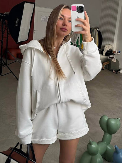 Women's comfortable sweat shorts with oversized hoodie Chic and Style
