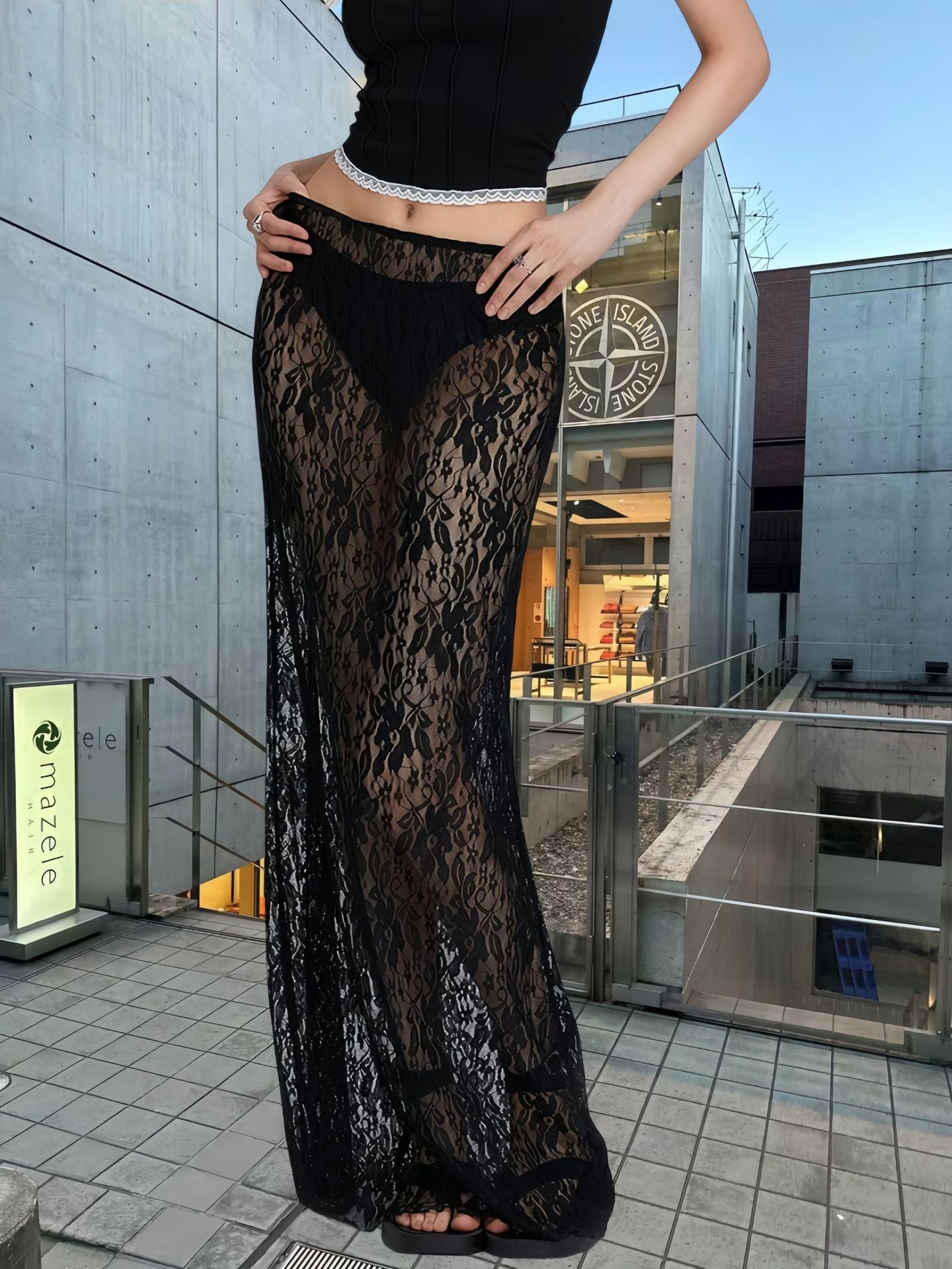 Ladies Elegant Summer Lace Pants with High Slit and Sheer Transparency Chic and Style