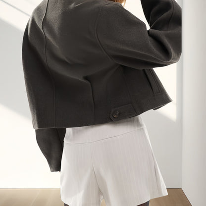 Dames courte, douce veste en mélange de laine Chic und Stil