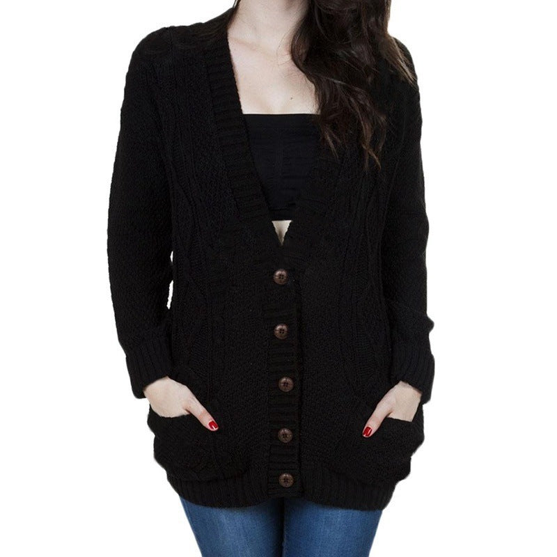 Dame Cardigan en gros tricot avec un col en V classique et des poches pratiques Chic und Stil