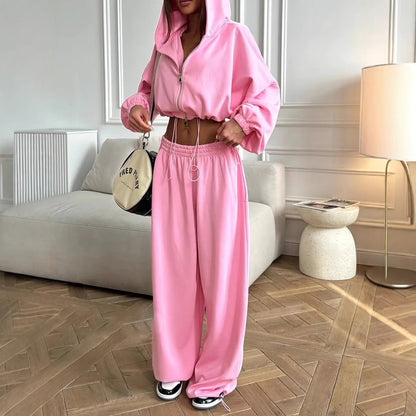 Casual women's hoodie set with wide pants Chic and Style
