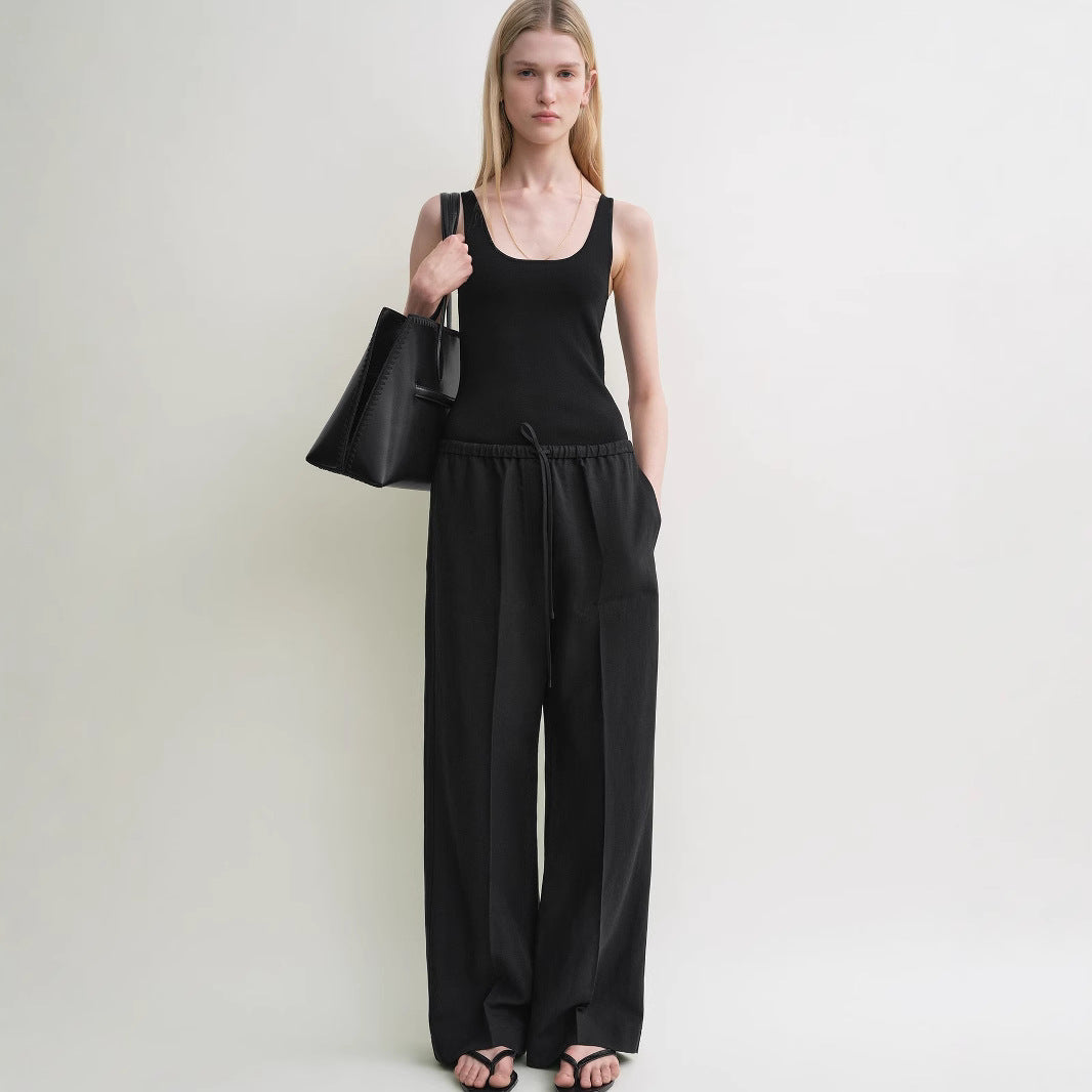 Ladies casual jersey pants with elastic waistband Chic and Style