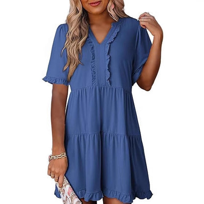 Robe d'été légère pour femmes avec détails en volants Chic und Stil