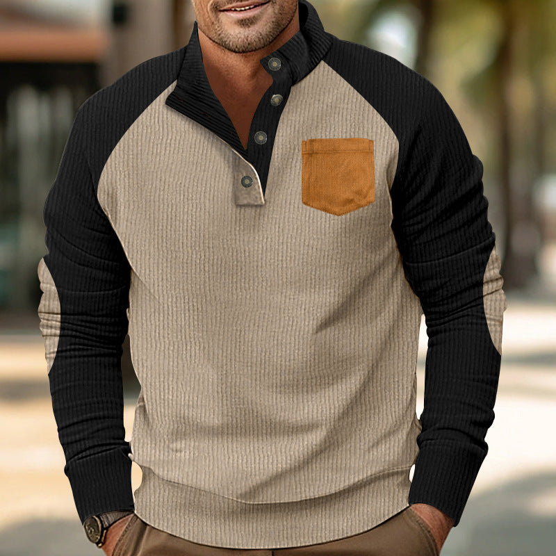 Comfortable long sleeve pullover for men with stylish contrast details Chic und Stil