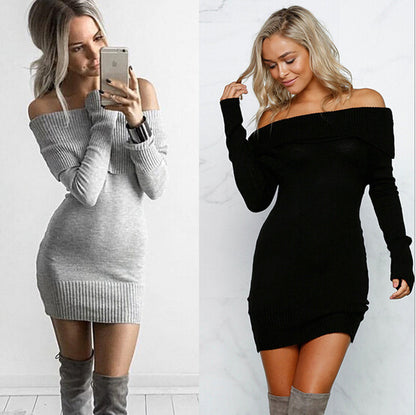 Robe en tricot à épaules dénudées pour femmes Chic und Stil