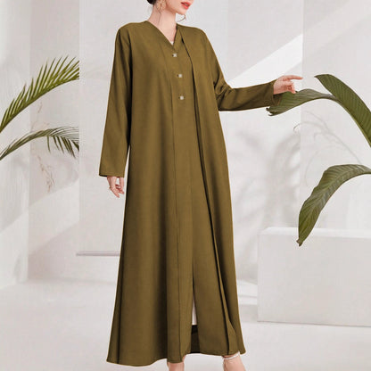 Robe kaftan élégante pour femmes avec patte de boutonnière continue Chic und Stil