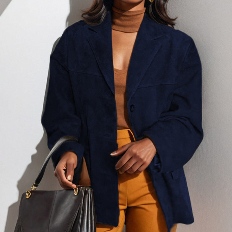 Blazer en daim oversize pour femmes avec des détails élégants Chic und Stil