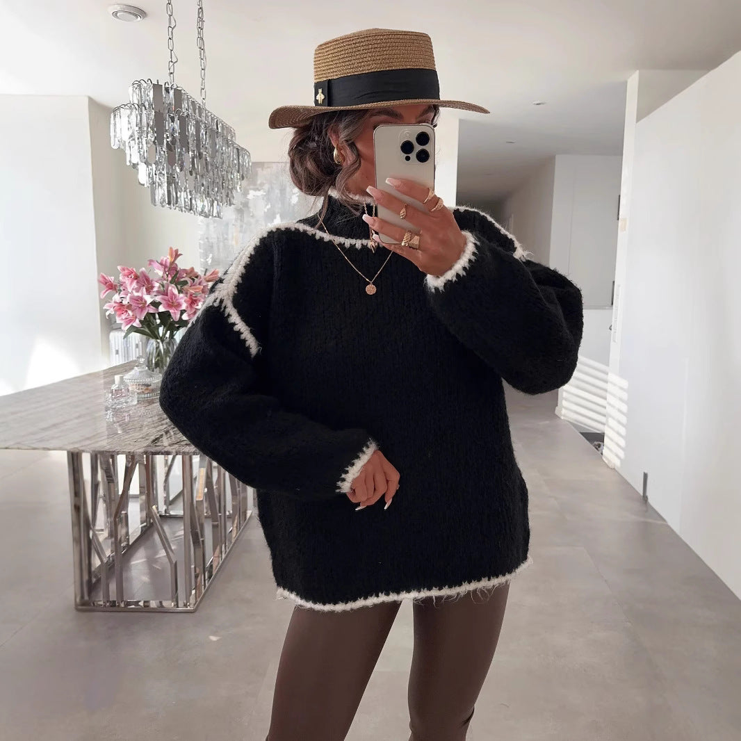 Pull femme à col montant avec design en tricot texturé Chic und Stil