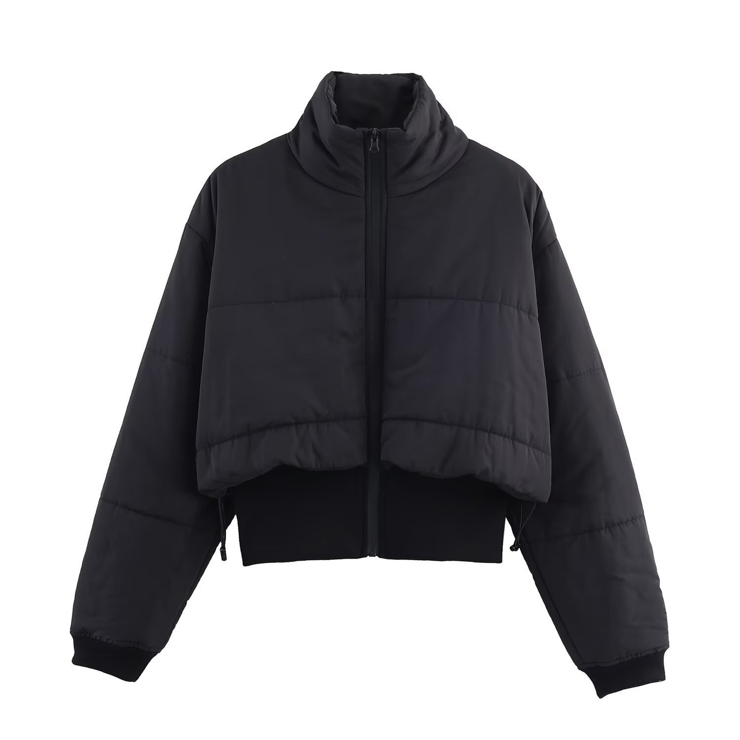 Ladies quilted transitional jacket with high collar and decorative zipper Chic und Stil