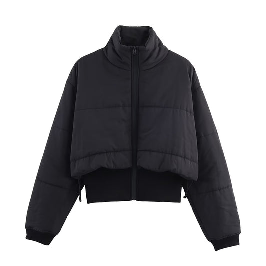 Ladies quilted transitional jacket with high collar and decorative zipper Chic und Stil