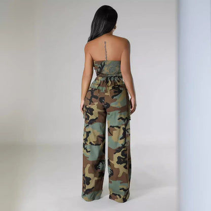 Dames combinaisons camouflage avec jambes larges et ceinture pratique Chic und Stil