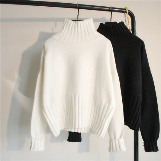 Pull-over oversized à col roulé pour femmes avec des manches fendues et une texture côtelée Chic und Stil