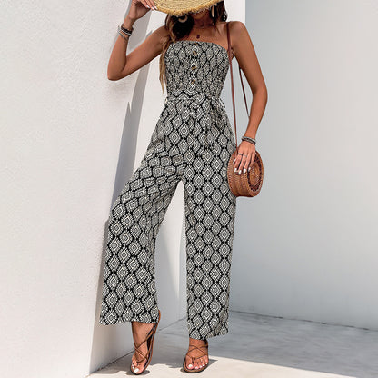 Combinaison décontractée pour femmes avec haut élastique et motif à la mode Chic und Stil