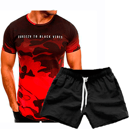 Set de T-shirt camouflage sportif pour hommes et shorts décontractés Chic und Stil