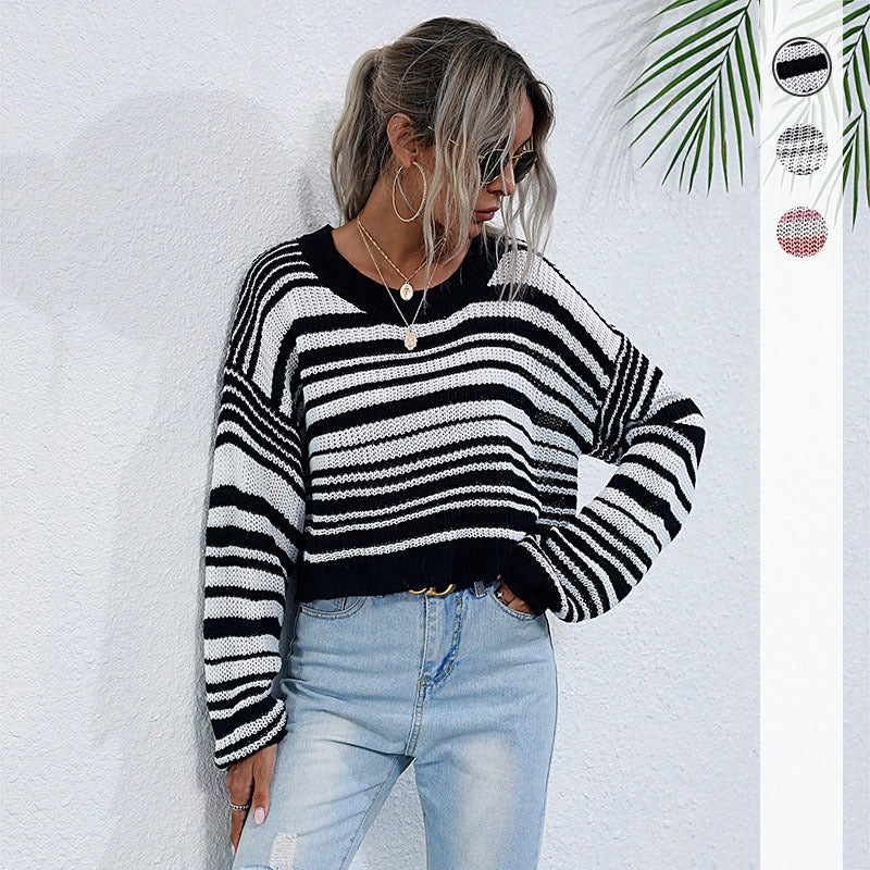 Pull over taille ample décontracté pour femmes avec motif rayé Chic und Stil