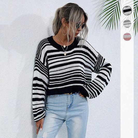 Pull over taille ample décontracté pour femmes avec motif rayé Chic und Stil