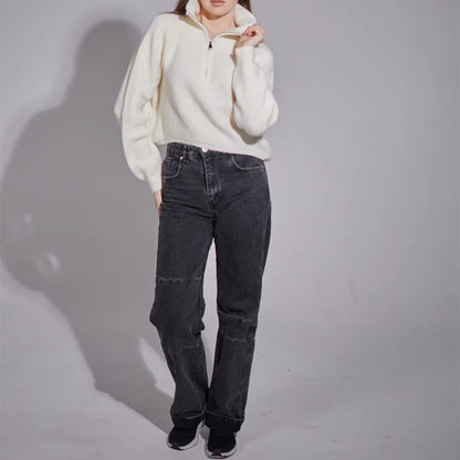 Pull femme avec col montant et zip Chic und Stil