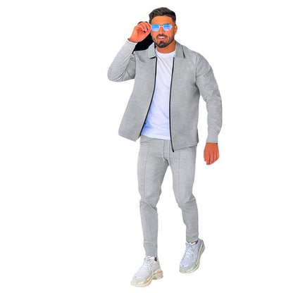 Men's long sleeve sports set with zipper and elastic pants Chic and Style