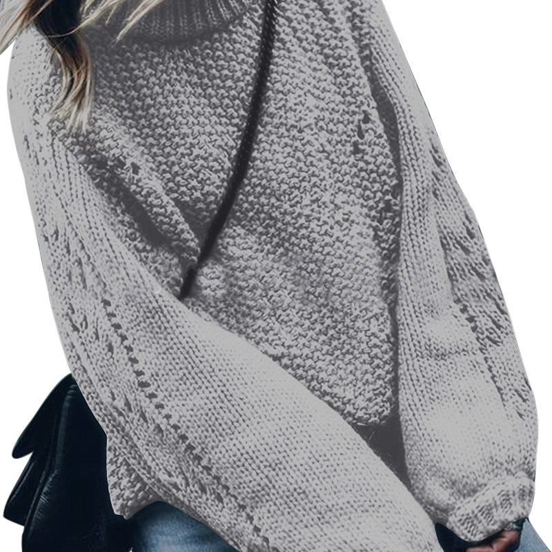 Pull en grosse maille pour femmes avec coupe large et col roulé tendance Chic und Stil