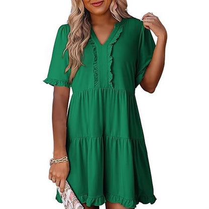 Robe d'été légère pour femmes avec détails en volants Chic und Stil