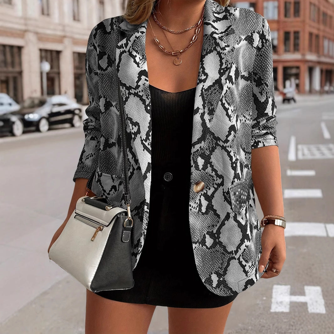 Dames élégant Blazer en design en cuir de serpent Chic und Stil