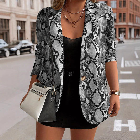 Dames élégant Blazer en design en cuir de serpent Chic und Stil